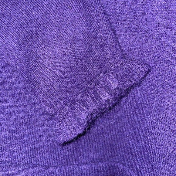 Charter Club PS Purple Ruffle Trim 2-Ply 100% Cashmere Pullover Sweater - Picture 5 of 6